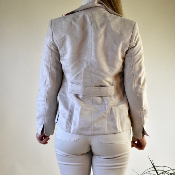 Beige Suede Blazer Jacket - Picture 3 of 4